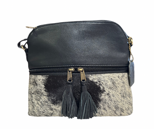 Finland Genuine Leather and Cow Hide Handbag - Black 2