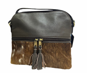 Finland Genuine Leather and Cow Hide Handbag - Chocolate 3
