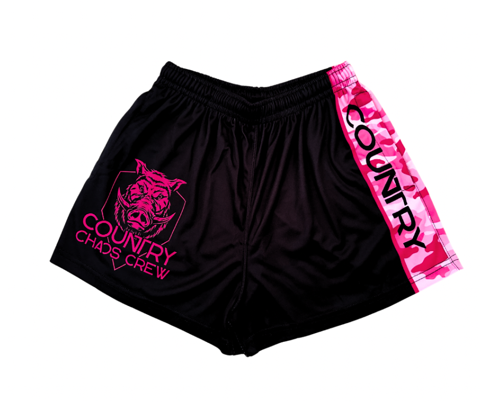 Boar Hunter Pocket Footy Shorts - Pink