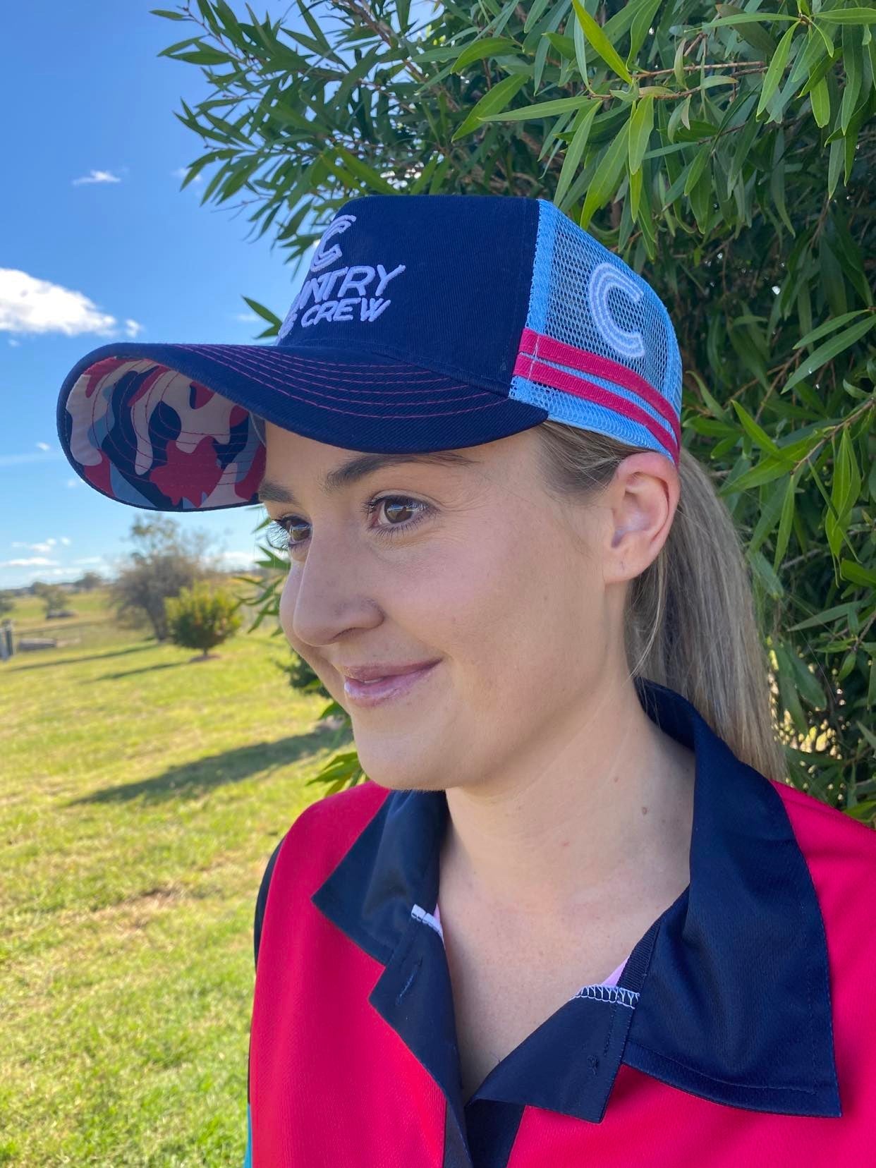 Navy pink ladies cap